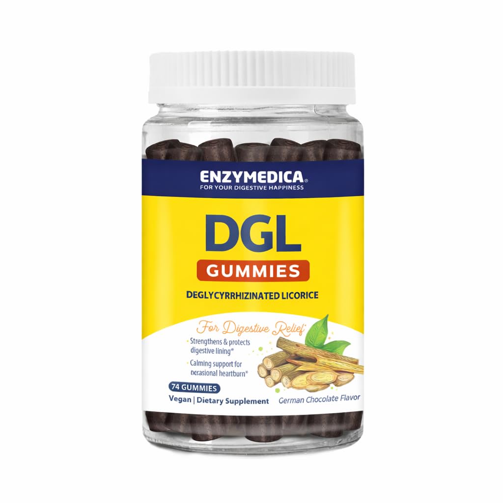 Enzymedica DGL Deglycyrrhizinated Licorice Gummies, 74 Count