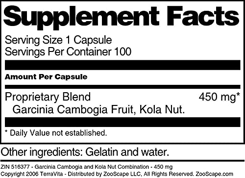 Terravita Garcinia Cambogia and Kola Nut Combination Capsules 100 Count