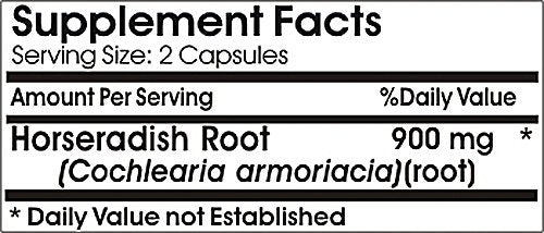 Vitamins Because Your Worth It Horseradish Root 900mg Natural Whole Herb Capsule, 1 Count
