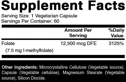 Oxify Methyl Folate 7500 mcg, 60 Capsules