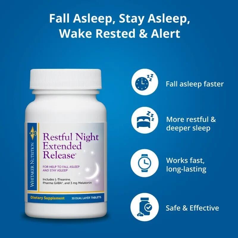 Dr. Whitaker Restful Night Extended Release Melatonin Sleep Aid, 30 Tablets