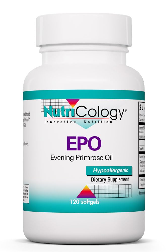 Allergy Research Group Nutricology EPO Evening Primrose Oil 500 mg with 45 mg GLA Softgels 120 Count
