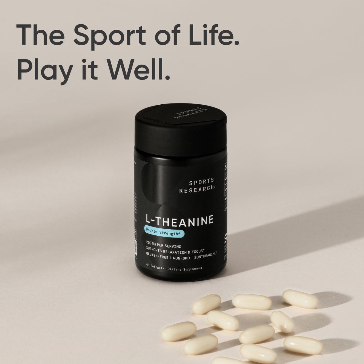 Sports Research Double Strength L-Theanine Supplement Softgels 60 Count