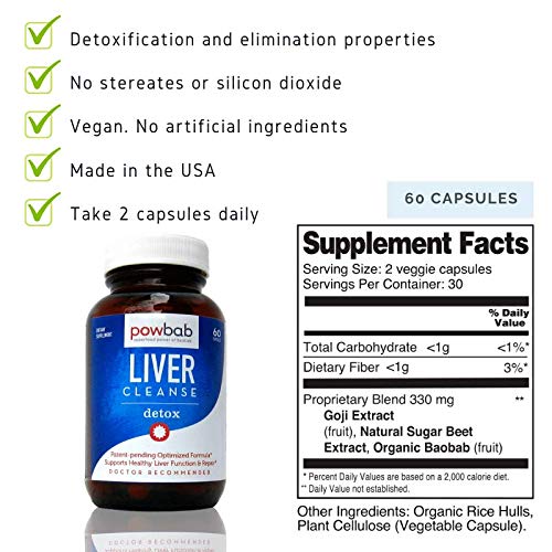 powbab Liver Cleanse Detox, 60 Capsules