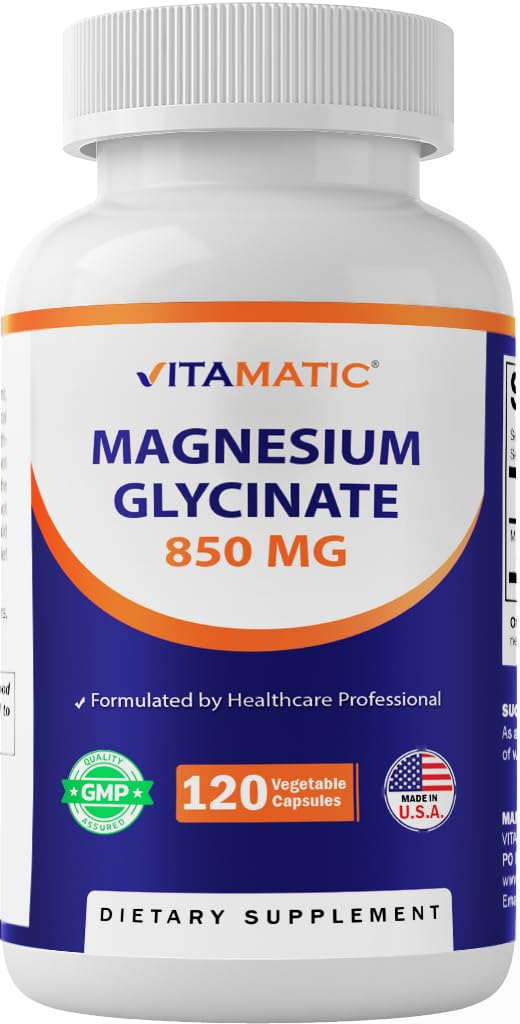 Vitamatic Magnesium Glycinate 850 mg Veg Capsules 120 Count