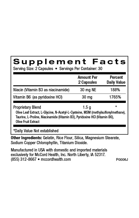 Pinnaclife McCord ImmuneHealth Olive Leaf Extract Vitamins with 1500 mg Olivamine, Hydroxytyrosol & Oleuropein Capsule 1