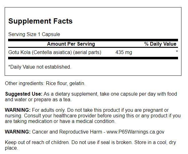 Swanson Gotu Kola 435 mg Capsules, 60 Count