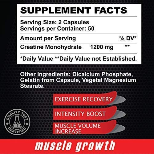 ALFA VITAMINS Maximum Creatine Monohydrate 1200 Mg Capsules, 100 Count
