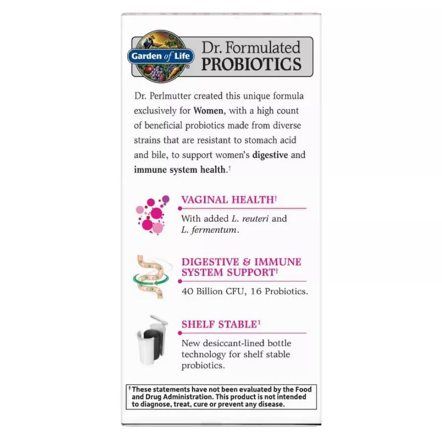 Garden of Life Dr. Formulated Women’s Daily Care Probiotics Vitamins for Digestive Gut Health and Immune Support Capsules, 30 Count