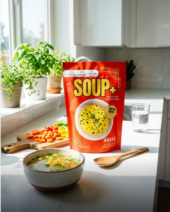 SOUP+ High Protein Savory Chicken Soup Meal Supplement Protein Powder, 37.5 oz