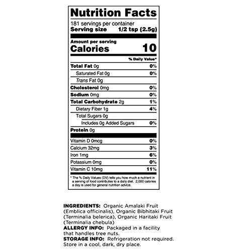 Terrasoul Superfoods Organic Triphala Powder, 16 Ounce