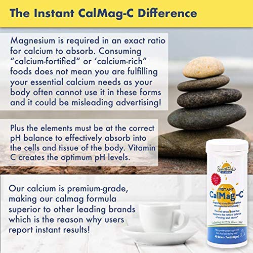 Sunshine Vitamins Instant CalMag-C: Fast-Absorbing Calcium & Magnesium & C Powder, 7 oz