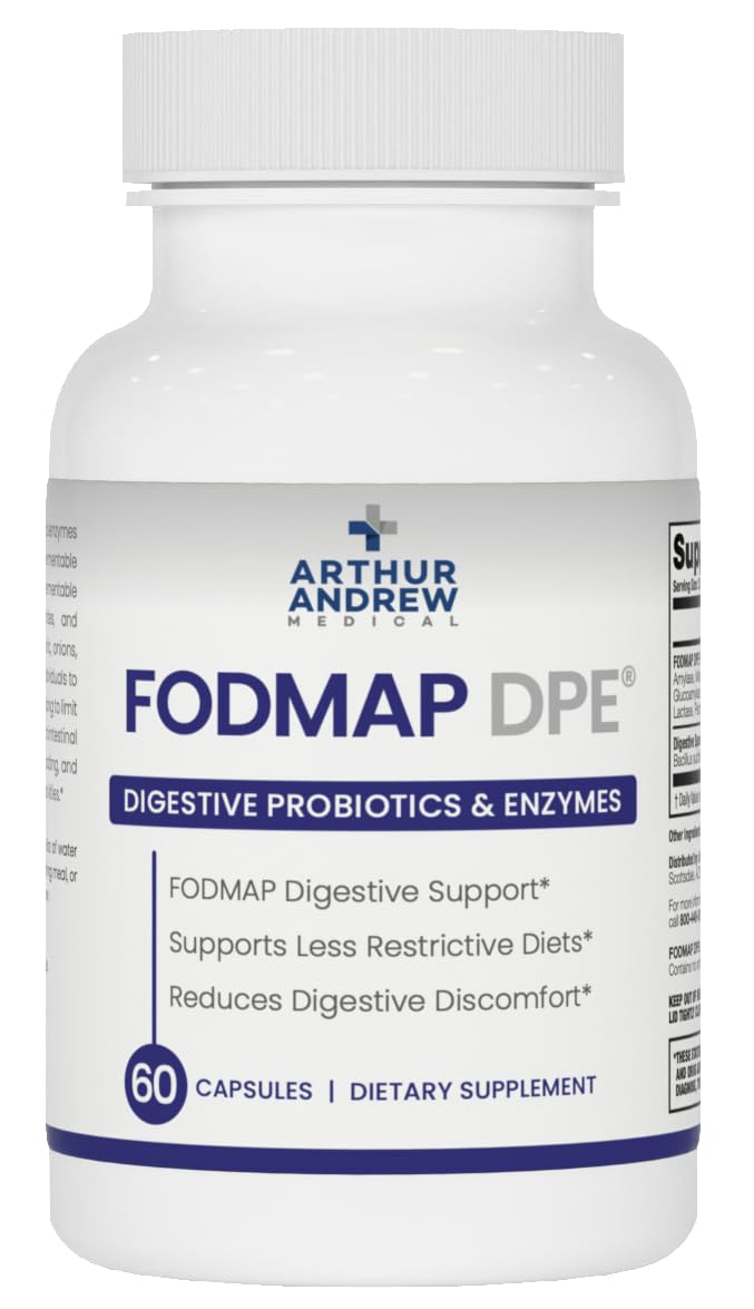 Arthur Andrew Medical FODMAP DPE Digestive Probiotics and Enzymes, Relief for FODMAP Intolerance and Highly Fermentable Foods, Vegan, Non-GMO, 60 Capsules