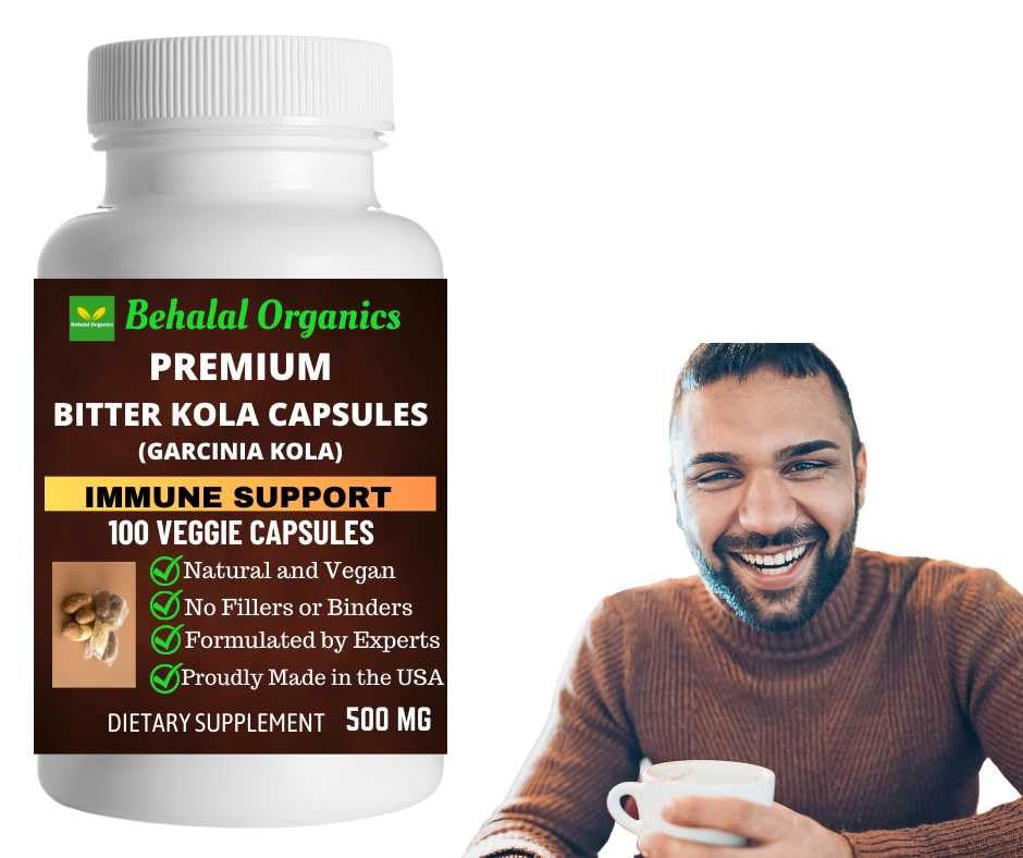 Behalal Organics Bitter Kola Supplement Capsules, 500mg Each, Quick Release Formula, 100 Count