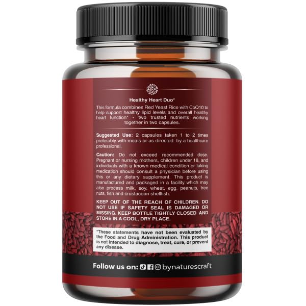 Natures Craft Red Yeast Rice with CoQ10 Capsules, 60 Count