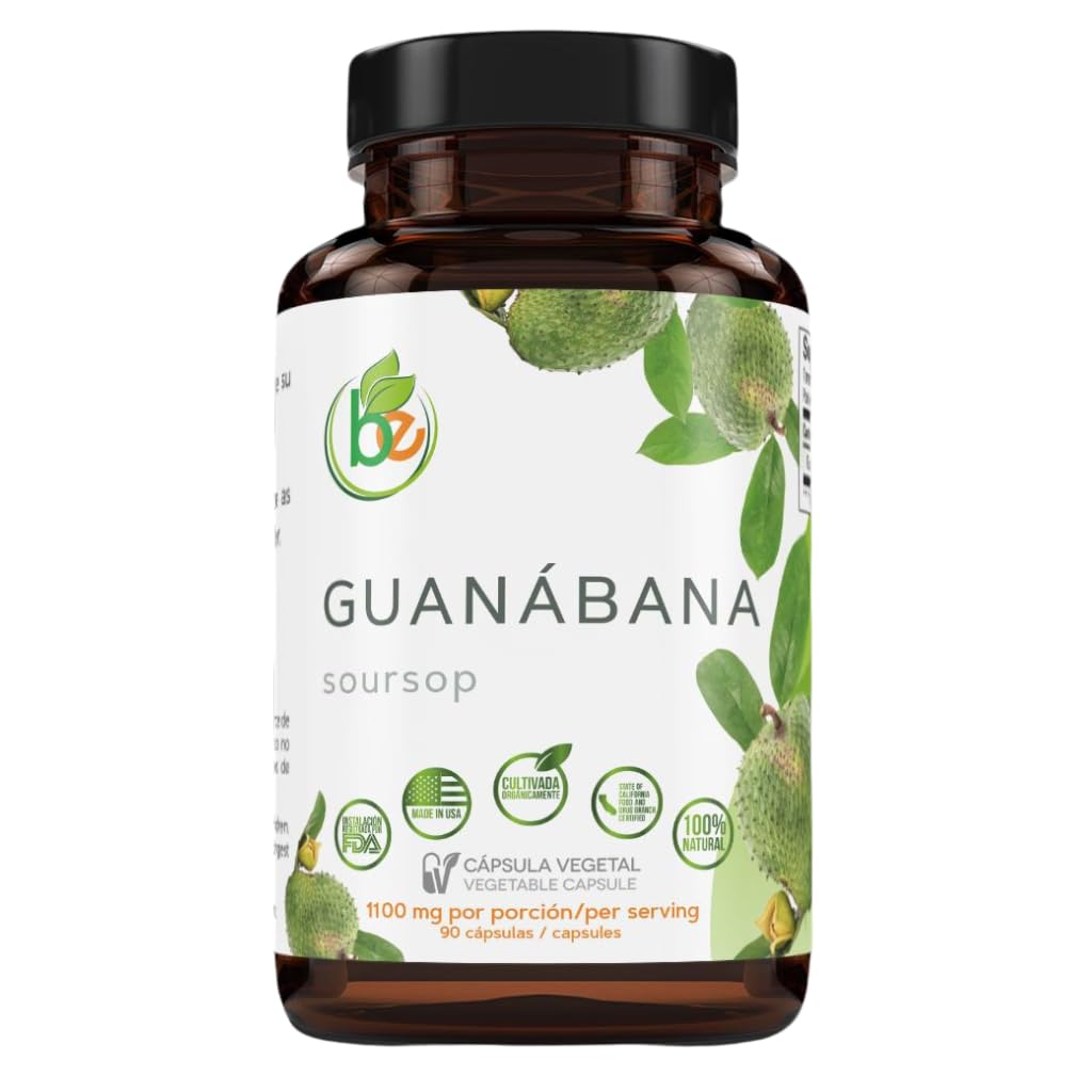B-Experts Guanabana (Soursop) 1100 mg per Serving Powerful Blend of 100% Natural Premium Ingredients, Vegetable, Organically Grown 90 Tablets