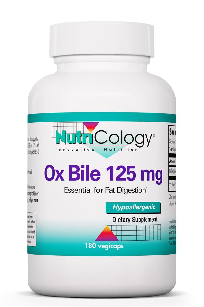 Allergy Research Group Nutricology Ox Bile 125 mg Capsules, 180 Count