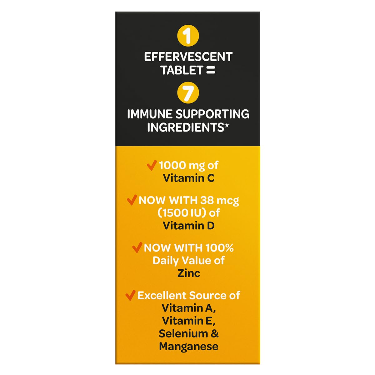Airborne 1000mg Vitamin C + Zinc Sugar Free Multivitamin Immune Support Effervescent Tablets, 90 Tablets