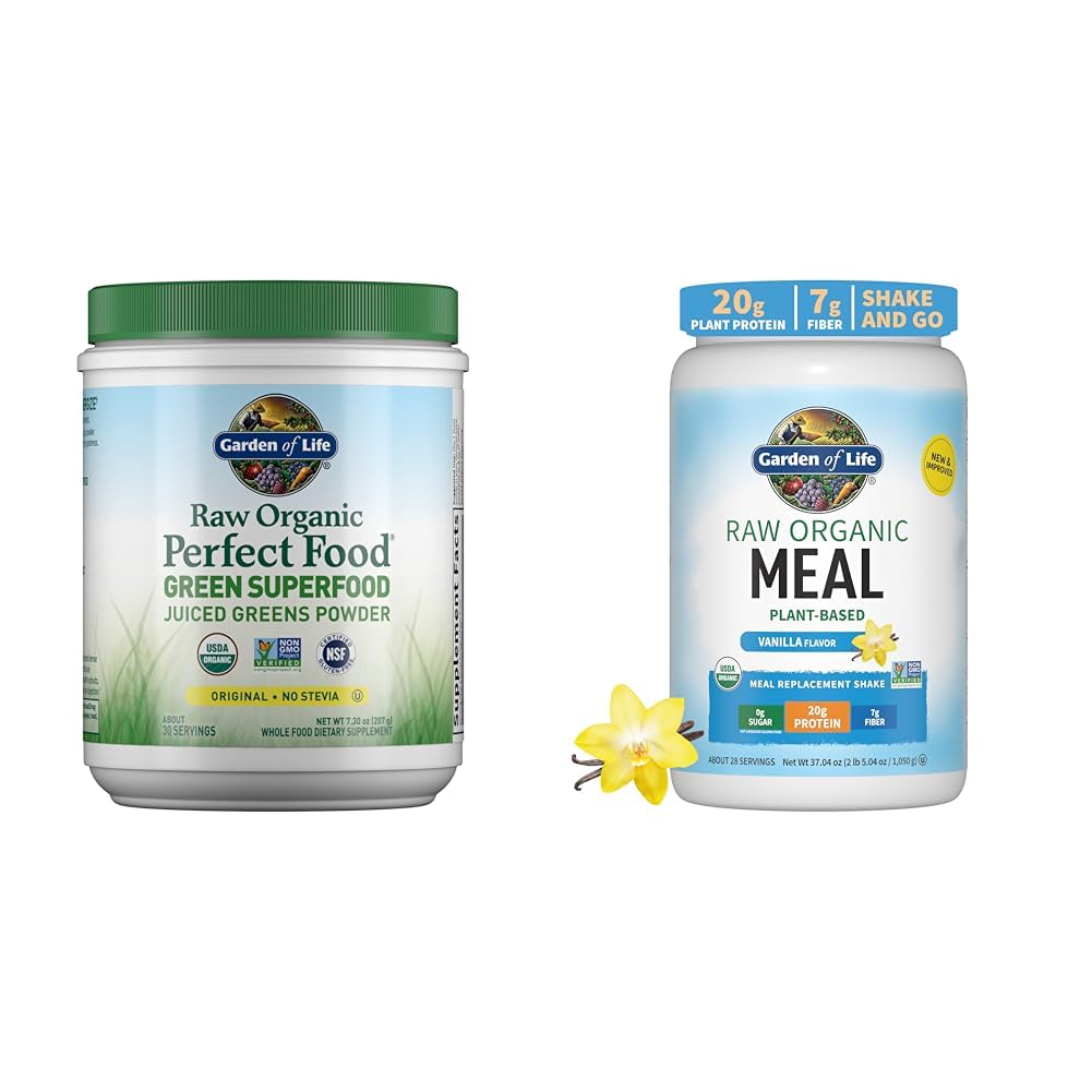 Garden of Life Raw Organic Perfect Food Green Superfood Juiced Greens Powder Vanilla, 1
