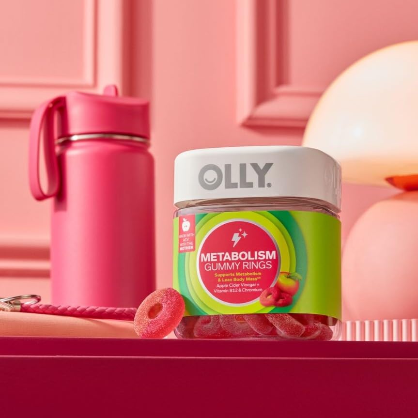 OLLY Metabolism Gummy Rings, Cellular Energy Supplement, ACV Gummy 60 Count