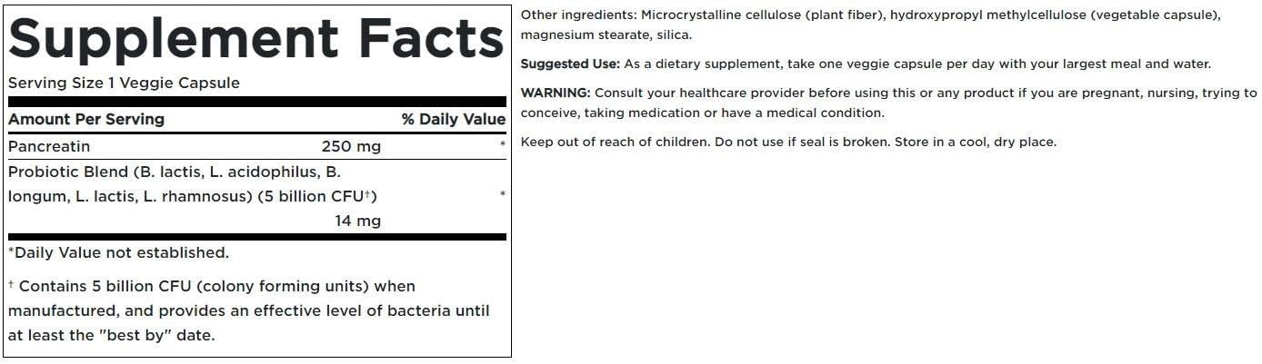 Swanson Probiotic with Digestive Enzymes 5 Billion CFU Capsule 60 Count