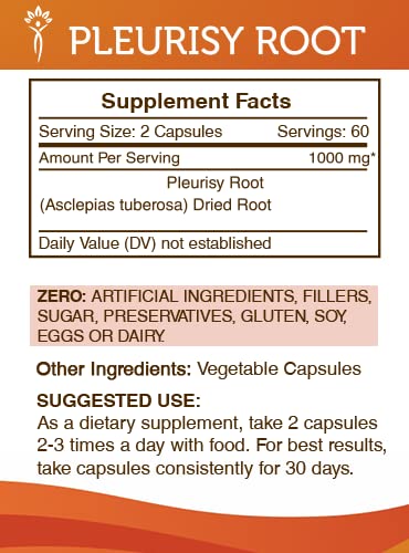 Secrets of the Tribe Pleurisy Root Capsules, 120 Count
