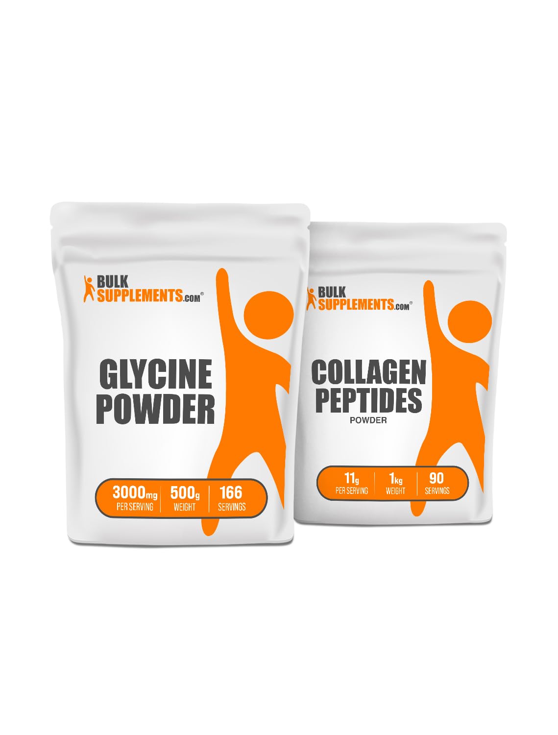 BulkSupplements Glycine 500g + Collagen Peptides 1kg Bundle Powder 52.8