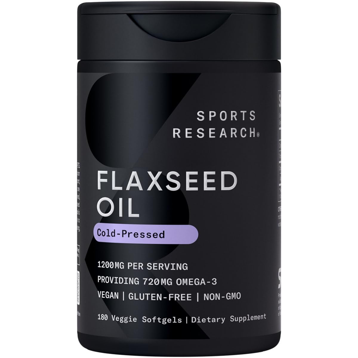 Sports Research Vegan Flaxseed Oil Veggie Softgels, 180 Count