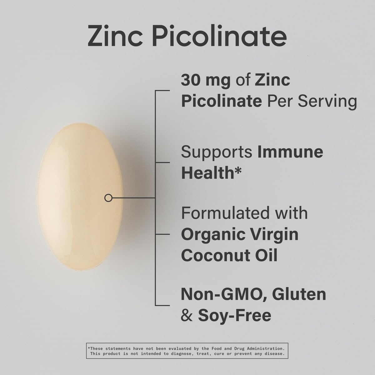 Sports Research Zinc Picolinate 30mg with Organic Coconut Oil Softgels 90