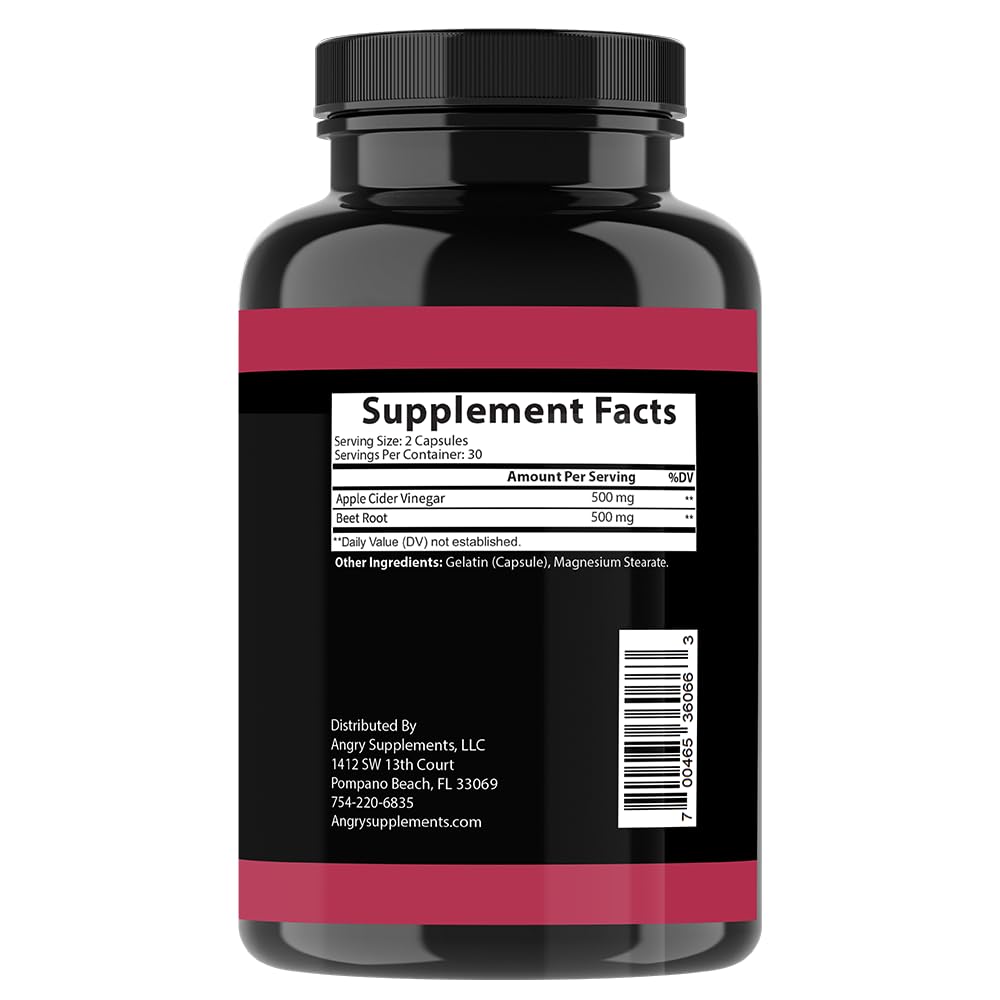 Angry Supplements Turmeric Ginger Maxx + Apple Cider Vinegar with Beet Root Capsules, 120 Count