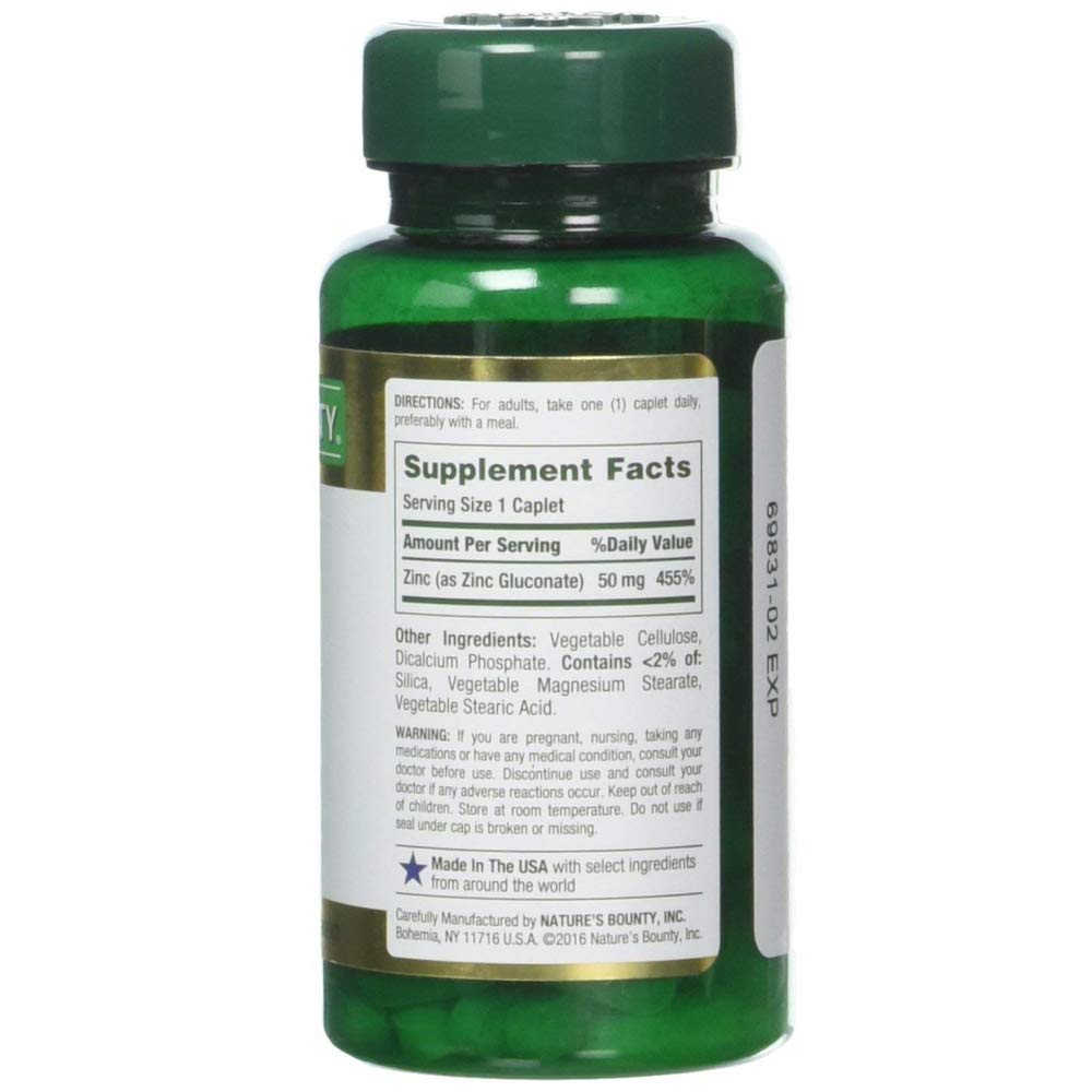 Nature's Bounty Zinc 50 mg Caplets, 600 Count