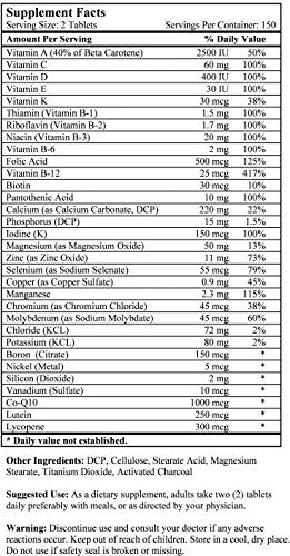 Nu-Health Central Silver Multivitamin Multimineral Supplement Tablet, 300 Tablets
