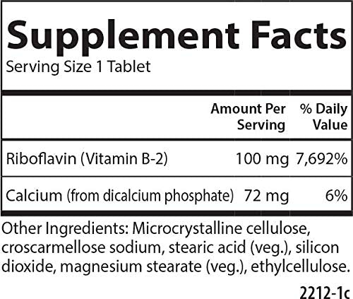 Carlson B-2 Riboflavin 100 mg Tablet, 250 Vegetarian Tablets