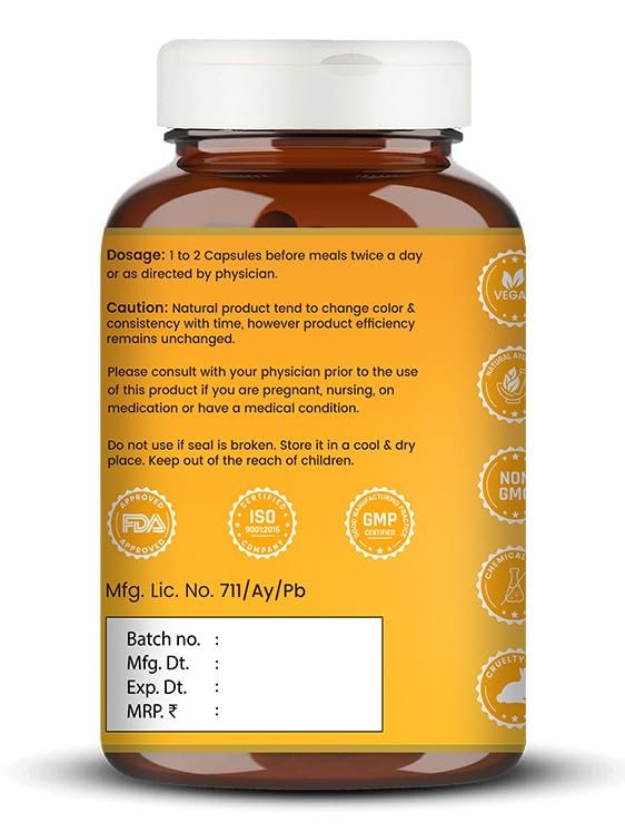 VEDIKROOTS Curcumin Capsules, 60 Veg Capsules, 1 Count