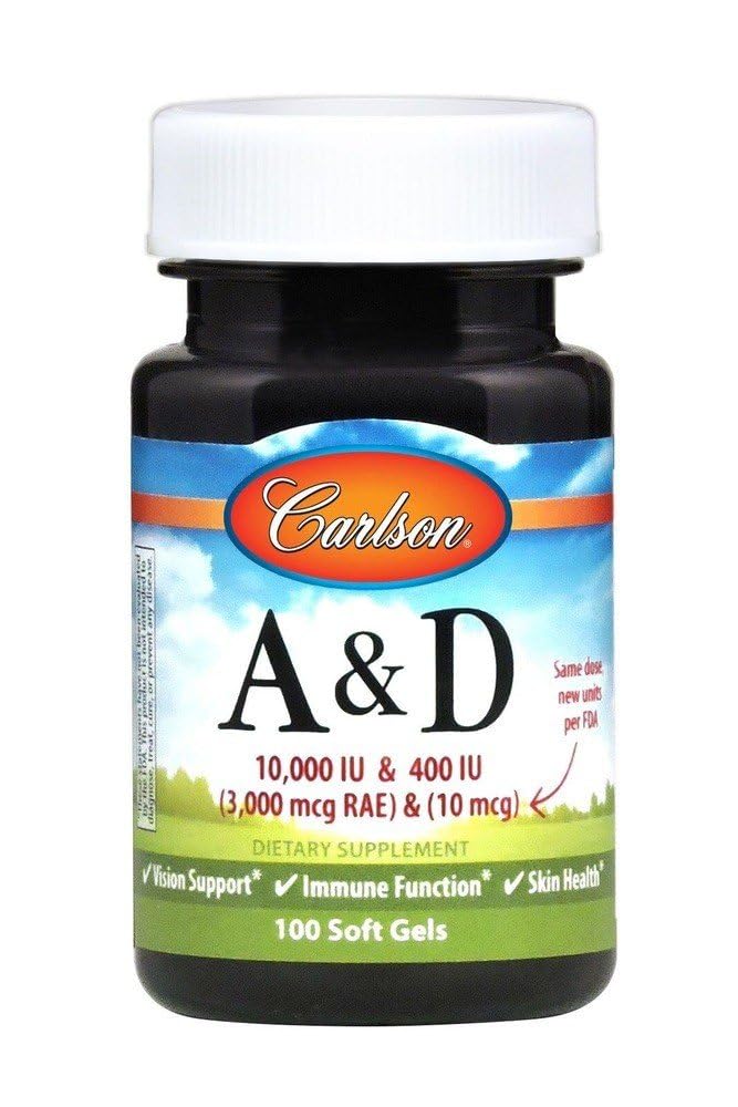 Carlson Vitamin A and D 10000/400 IU Softgels, 100
