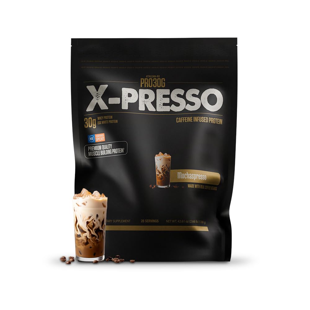 ATHLEAN-RX PRO-30G Xpresso Premium Caffeinated Protein Powder Mochaspresso, 2.78 lb