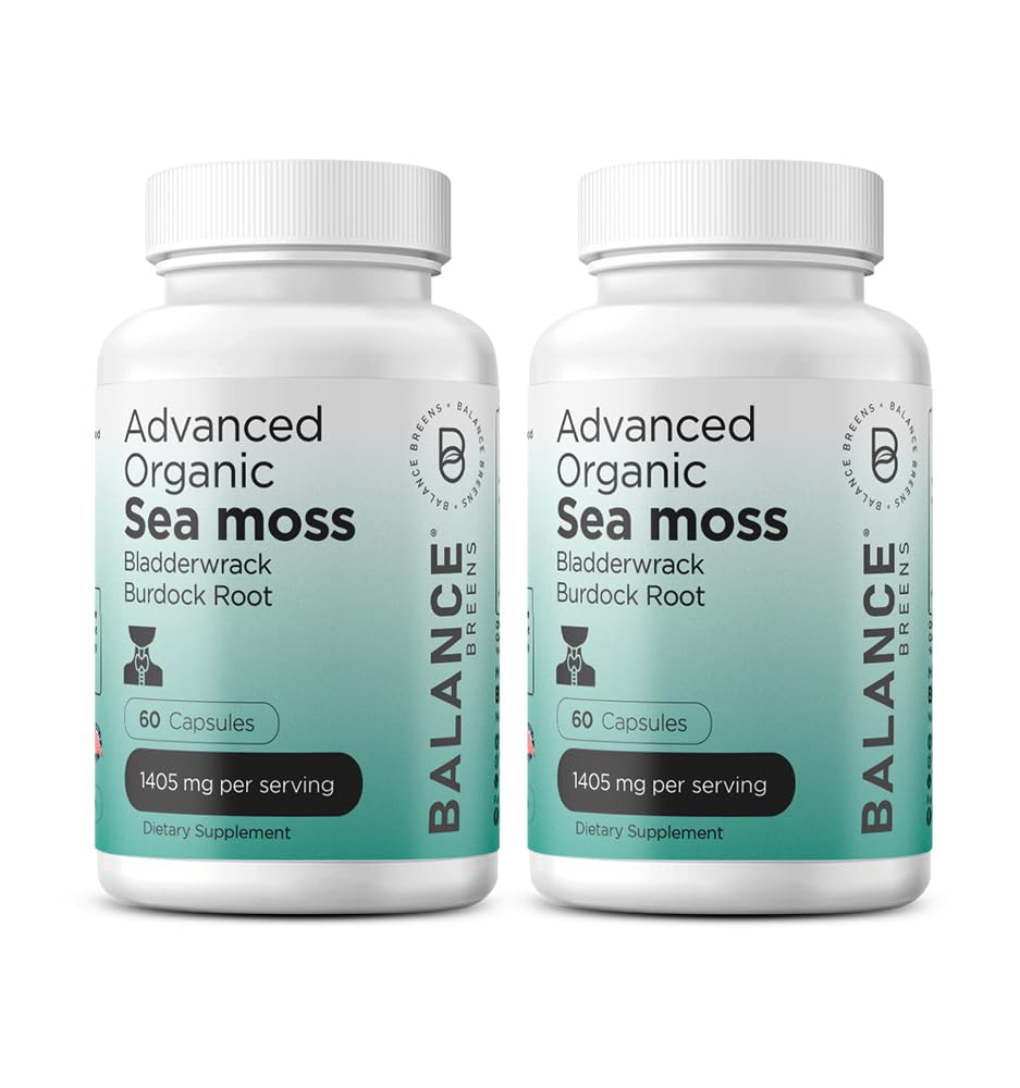Balancebreens Organic Irish Sea Moss, Bladderwrack and Burdock Root Supplement 1405mg, 120 Veg Capsules