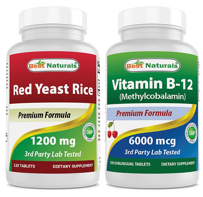 Best Naturals Red Yeast Rice Cholesterol Support 1200 mg & Vitamin B12 6000 mcg 1 Tablet