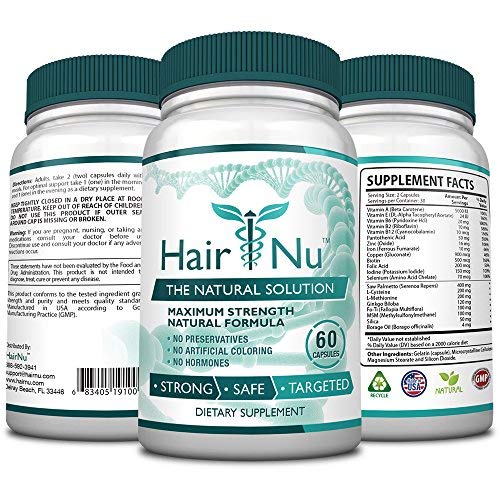 HairNu Biotin 500mcg and 20 Vitamins and Nutrients for Hair Growth, 120 Capsules