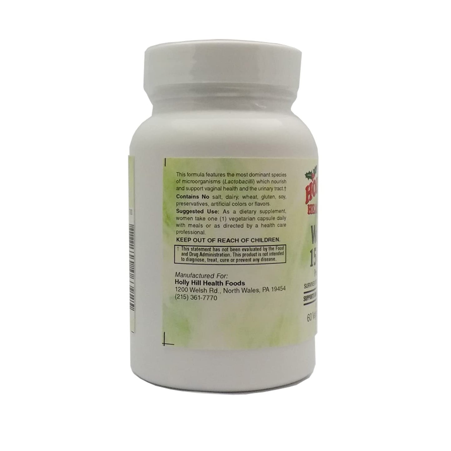 Holly Hill Health Foods Women's Probiotic 15 Billion CFU Capsule, 60 Count