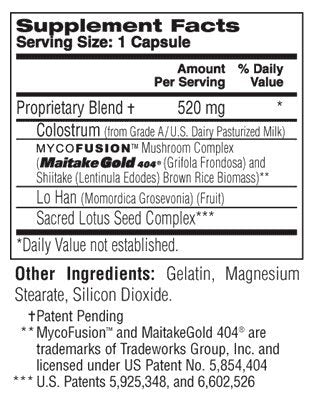 MDR OnGuard Immune Support Formula with Clinically Proven Maitake & Shitake Mushroom, Lo Han, Colostrum and Patented Lotus Seed Extract 120 Capsules