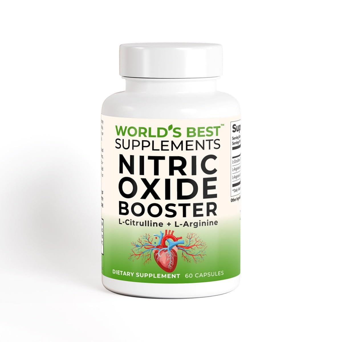 World's Best Supplements Nitric Oxide Booster, L-Arginine & L-Citrulline Complex, 400mg Capsule, 60 Capsules