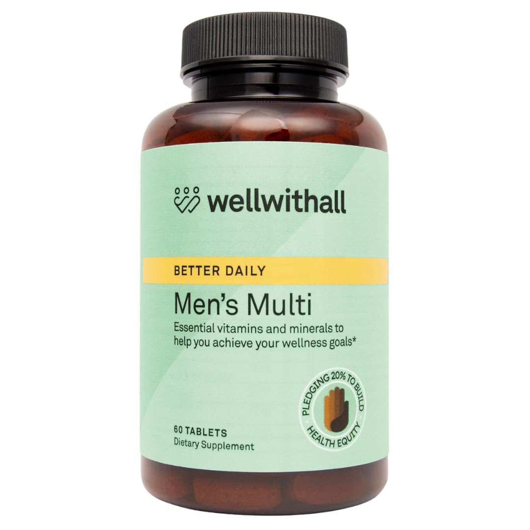 WellWithAll Multivitamin for Men with Zinc, Vitamin D, B12, K2 & Calcium 60 Tablets