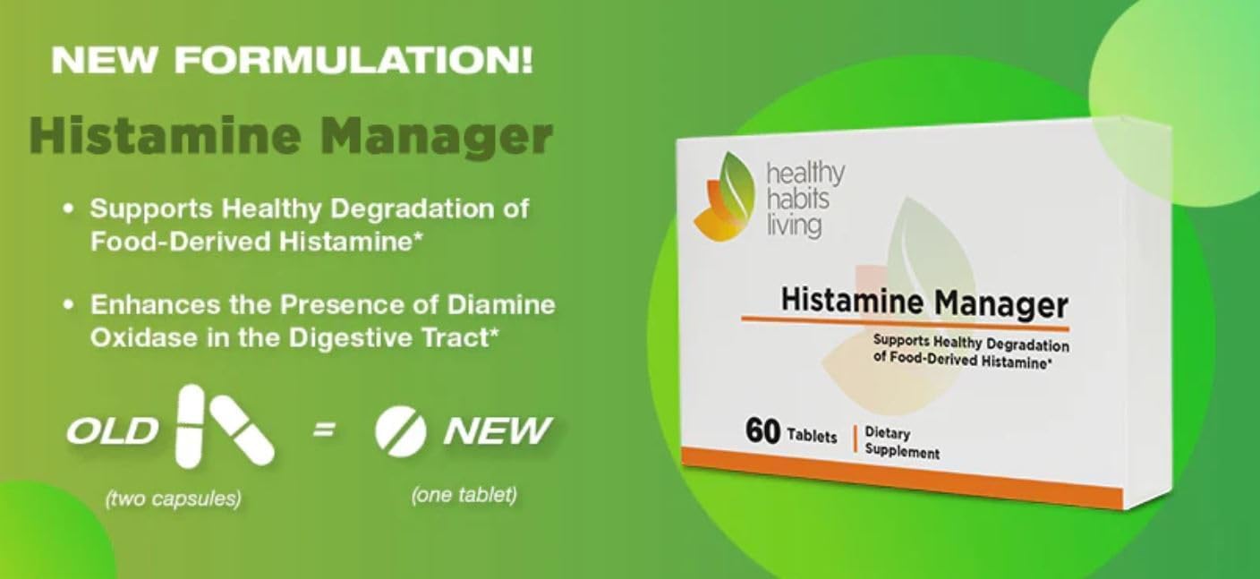 Healthy Habits Living Histamine Manager – New and Improved Formula 20,000 HDU of Diamine Oxidase DAO per Tablet – Digestive Enzyme to Help Block and Manage Food-Derived Histamine Intolerance, 120 Tablets