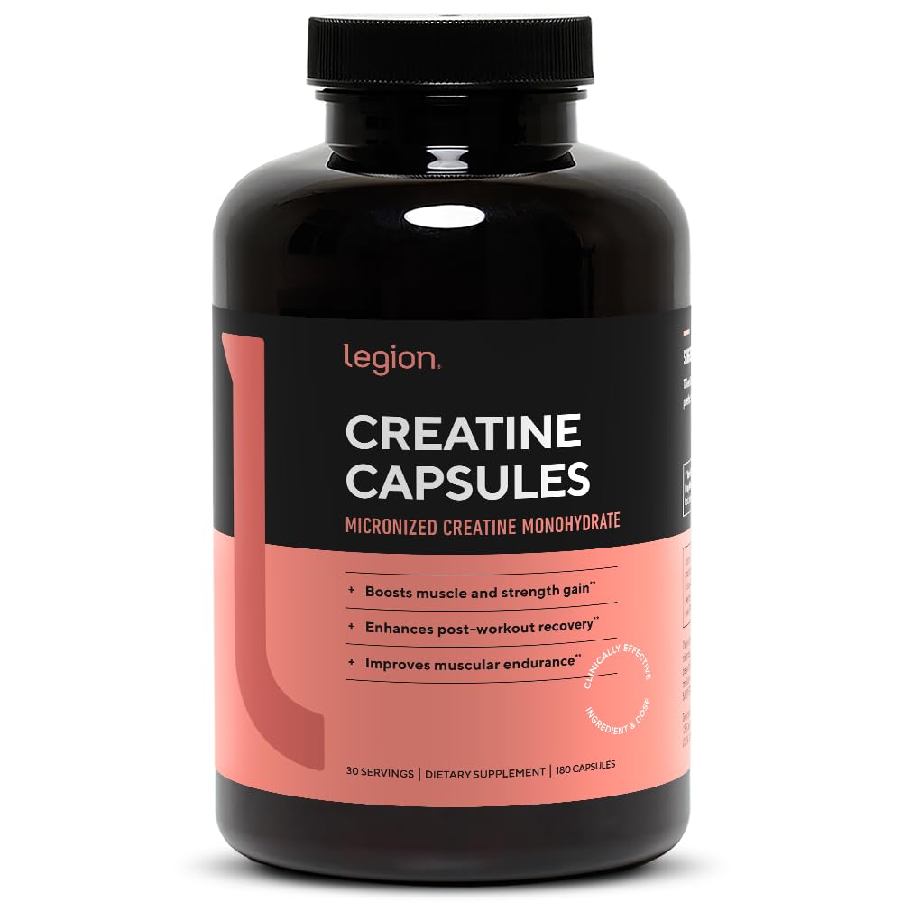 LEGION Micronized Creatine Monohydrate, 180 Capsules