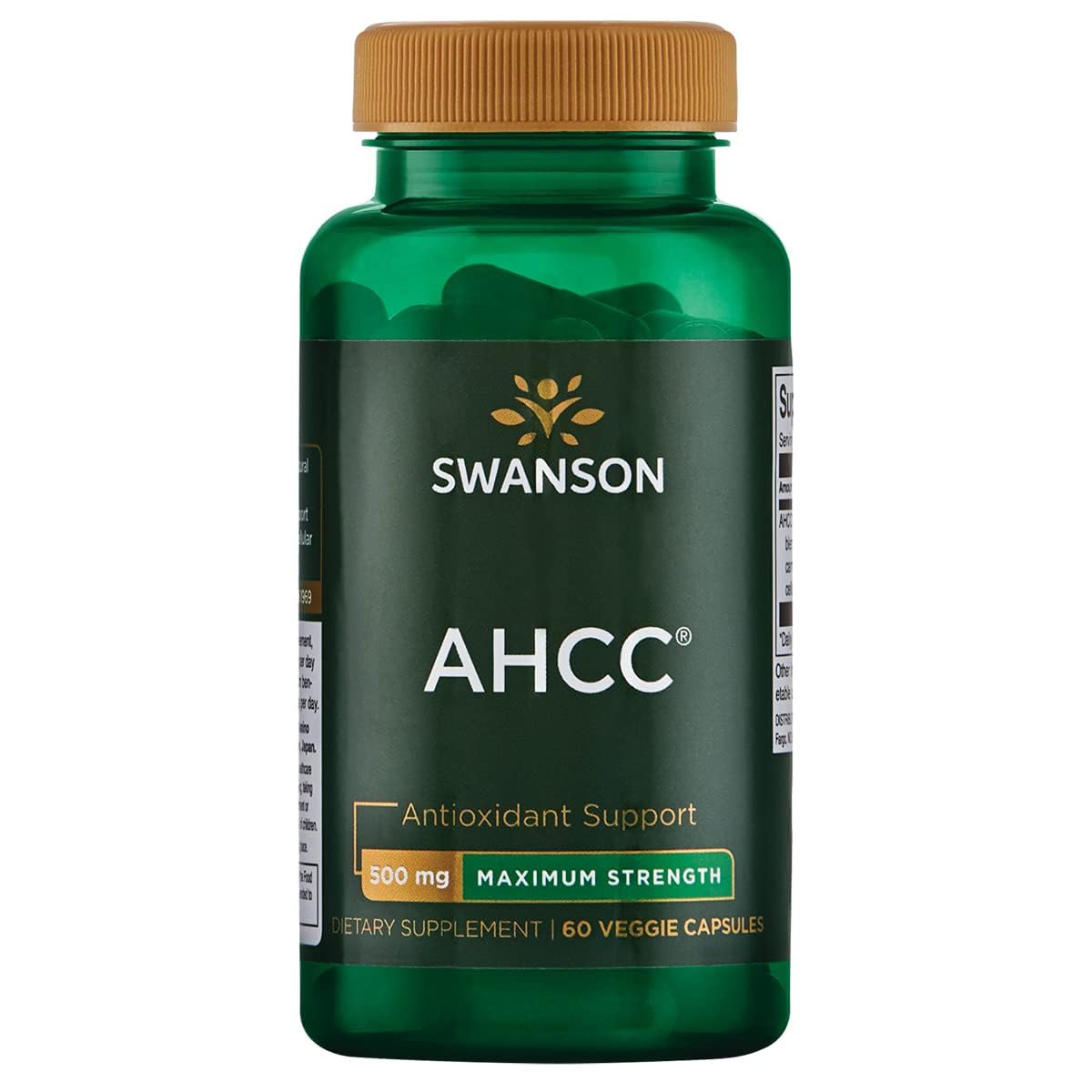 Swanson Maximum Strength AHCC Mushroom Extract Immune Support Supplement 500 mg, 60 Vegan Capsules