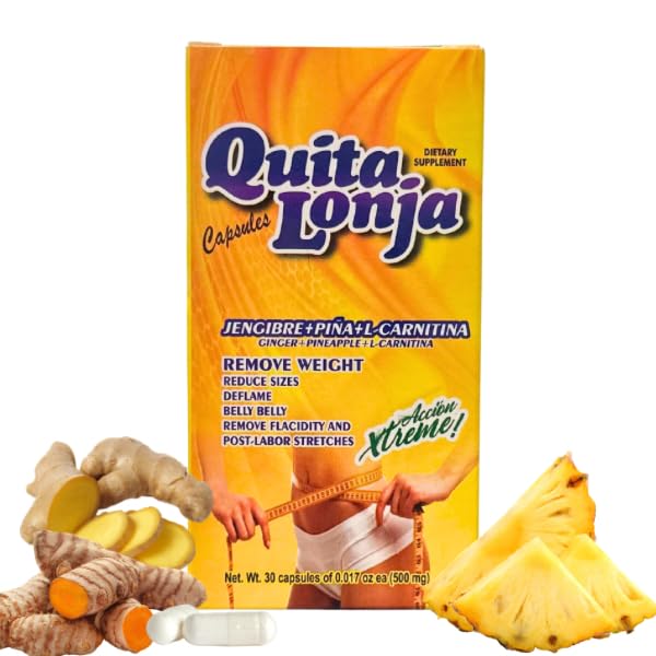 QUITA LONJA Ginger, Pineapple & L-Carnitine Herbal Supplement Capsules, 30 Count