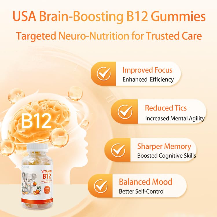 Geetop Vitamin B12 Magnesium Complex Gummies, 60 Count