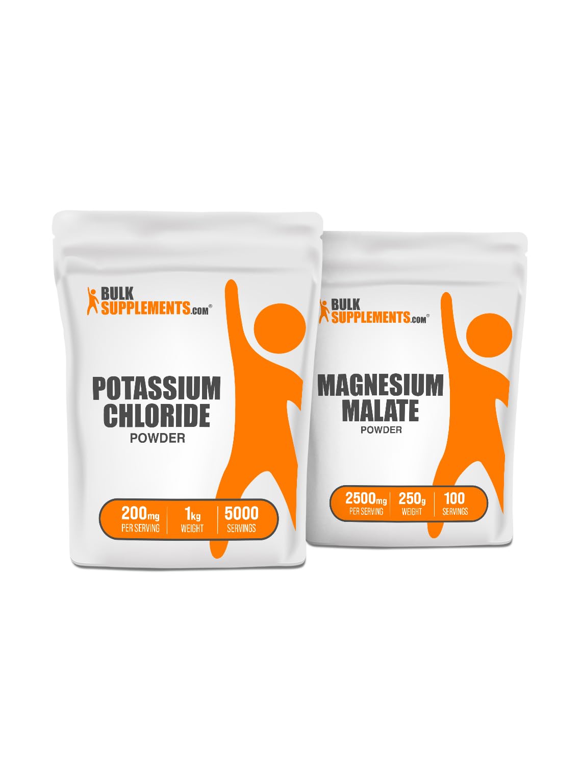 BulkSupplements Potassium Chloride 1kg + Magnesium Malate 250g Bundle Powder, 44.07