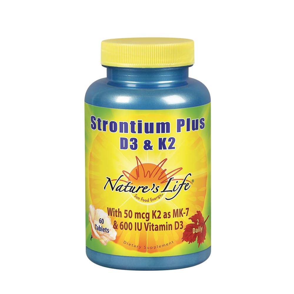 Nature's Life Strontium Plus D3 & K2 Supplement Tablets 60 Count